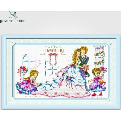 Cross Stitch Kits DIY Needlework 11CT Printed Pattern Sets For Embroidery Wedding Decoration bride and groom Painting