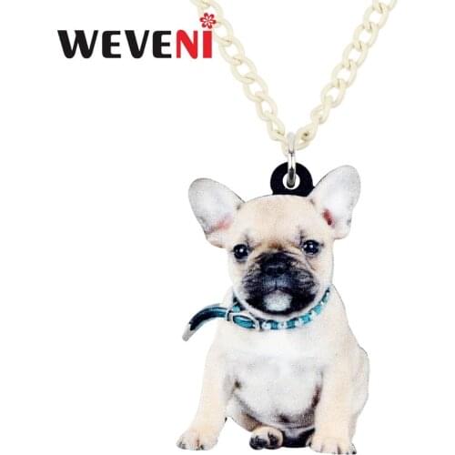 WEVENI Acrylic Sitting Belt French Bulldog Puppy Dog Necklace Pendant Chain Choker Bijoux Bijoux Jewelry For Women Girls Bijoux