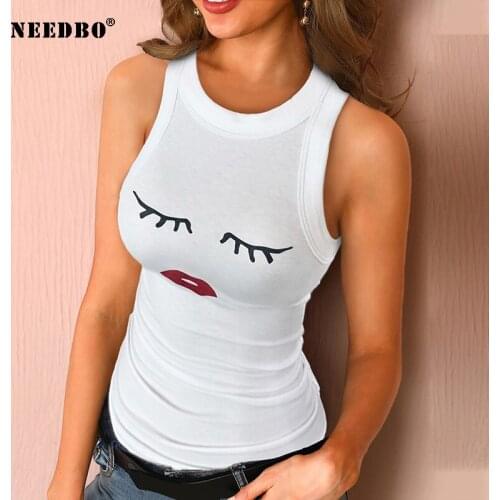 Tank Tops Women Sleeveless White Top Elastic Vest Women O-neck Print Solid Tank Female Top Women Sexy Casual Woman Camisole