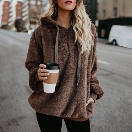 Plus Size Women Fluffy Warm Hooded Coat S-5XL Winter Casual Faux Fur Womens Fashion Loose Oversized Teddy Zipper Coats 2020