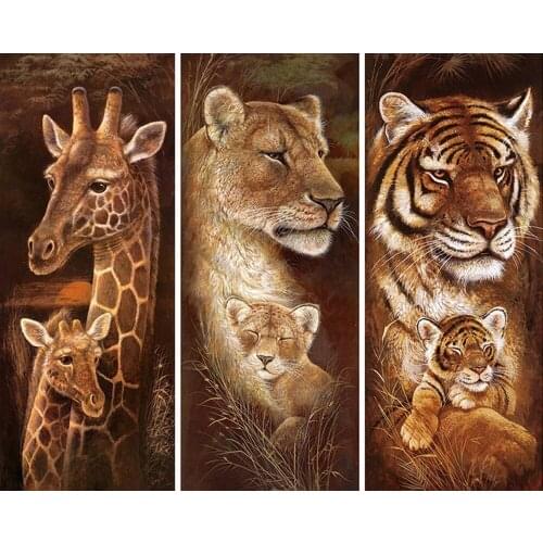 Animal Diamond Embroidery 5D DIY Diamond Painting Christmas Tiger and Giraffe Cross Stitch Full Rhinestone