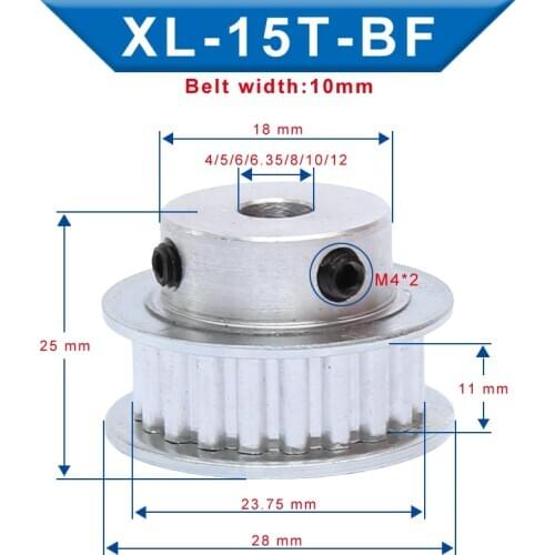 XL 15T Timing Pulley Bore4/5/6/6.35/8/10/12mm Teeth Pitch 5.08mm Aluminum Pulley Wheel Teeth Width 11mm For 10mm XL Timing Belt