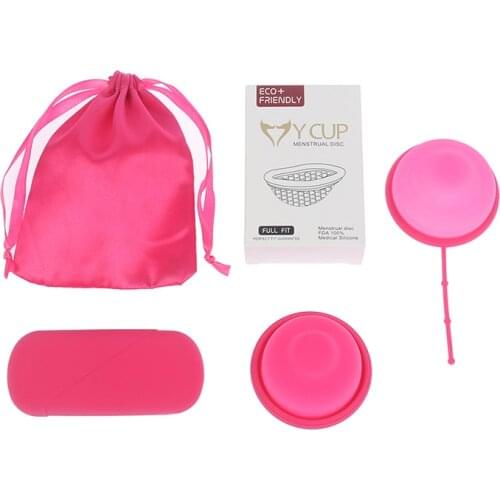 Pink Reusable Disc Flat-fit Design Menstrual Cup With Extra-Thin Sterilizing Silicone Menstrual Disk Tampon/ Pad Alternative 1pc