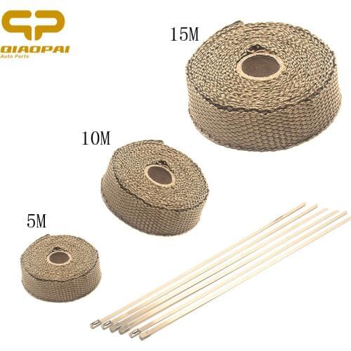 1PC Car Train Motorcycle Exhaust Heat Shield 5M/10M/15M *25MM Brown Thermo Wrap Shield Protective Heat Exhaust Wrap Tape Thermal