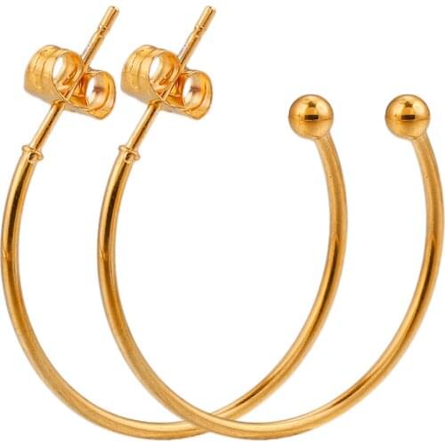 10pcs Lot Stainless Steel Gold Round Korean Earrings Big Hoop Earring for Women Female Jewelry Wholesale Items Hypoallergenic