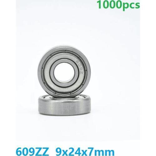 1000pcs/lot 609ZZ 609Z 609 Z ZZ 9*24*7mm double shielded Deep Groove Ball bearing Mini Miniature for 3D printer parts 9x24x7mm
