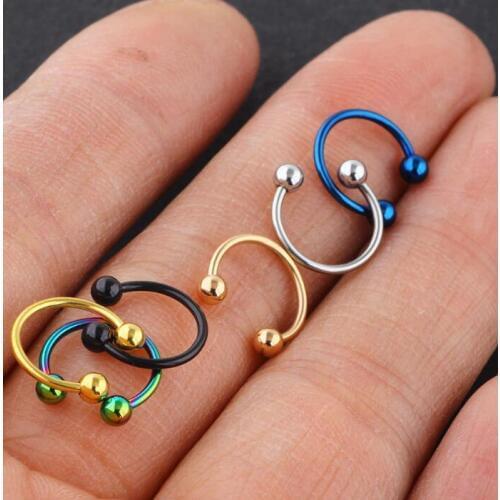 2 Pieces 20G 0.8mm Circulars Horseshoes Stainless Steel Ball Horseshoe Nose Ring Piercing Body Jewelry