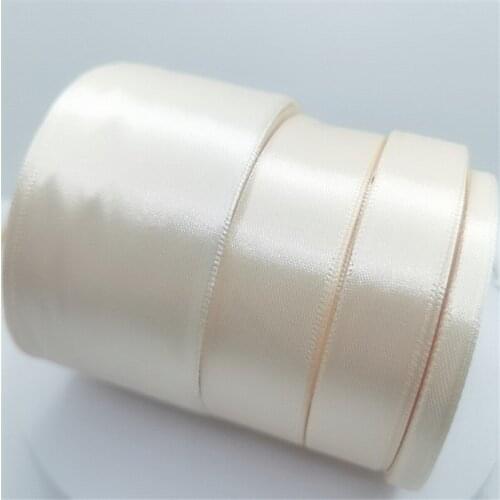 25 Yards/roll) 0.6/1/1.5/2/2.5/4/5cm Beige Single Face Satin Ribbon Party Decoration Gift Wrapping Christmas Ribbons Sewing