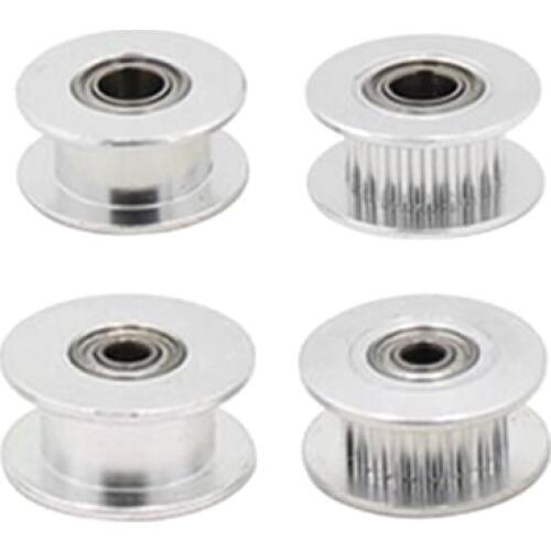 50Pcs Aluminum GT2 6mm Width 20 Tooth Teeth/Smooth 2GT Timing Idler Pulley Pully Double Bearing For 3D Printer Bore=3mm/4mm/5mm