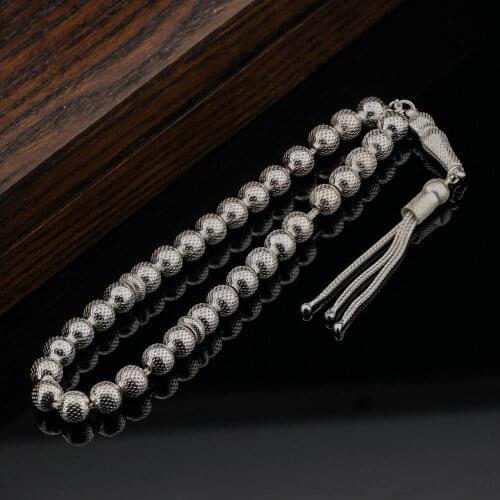 925 sterling Silver Dot Embroidered Sphere Cut Rosary