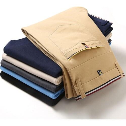 6 colors 2021 New Men Casual Pant High Quality Classic Solid Color Slim Fit Trousers Cotton Casual Stretch Straight Pencil Pants