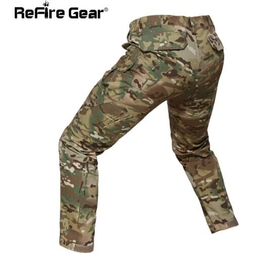 ReFire Gear Waterproof Tactical Pants Men Camouflage Army Combat Military Pant Male Camo Soldiers Assault Airsoft Cargo Trousers