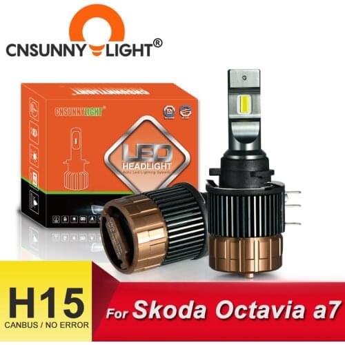 CNSUNNYLIGHT No Flickering Car LED H15 Headlight Bulbs CANBUS 15000Lm 5700K Running Lights DRLs Replacement For Skoda Octavia a7