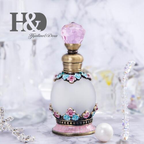 H&D 15ml Makeup Womens Fashion Retro Frosted Refillable Perfume Bottle Antique Fancy Essential Oil Container Home Wedding Decor