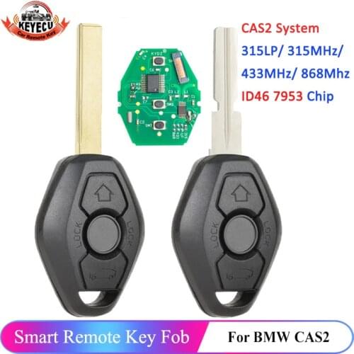 KEYECU New Uncut Remote Key Fob 868MHz ID7944 Chip for CAS2 System BMW 1 3 5 6 Series X5 HU92 KYDZ