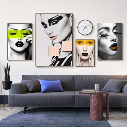 Creative Beauty Girl Woman Nordic Canvas Painting Modern Pictures Living Room Home Dining Decor Hallway Wall Art Posters Prints