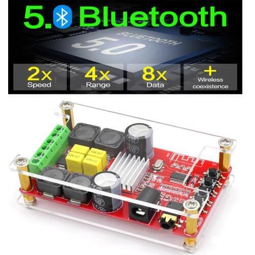 KYYSLB DC12~24V 50W*2 2.0 TPA3116D2 High Power 5.0 Bluetooth Amplifier Board Crystal Digital Power Amplifier Board XH-A302 102DB