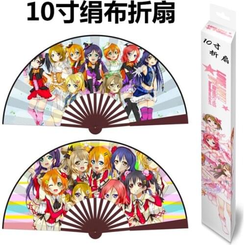 Lovelive folding fan toy 10"/33cm Anime love live Bamboo Silk Cloth Hardcover Hand Fan toy gift