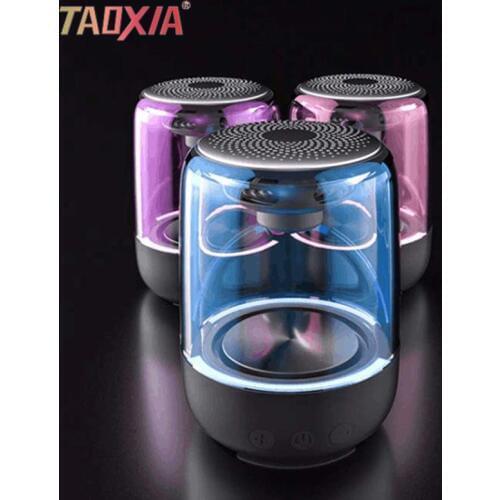 Mini Colorful Light Crystal Glass C7 Alarm Clock Wireless Bluetooth Speaker Fashion 6D Surround Subwoofer