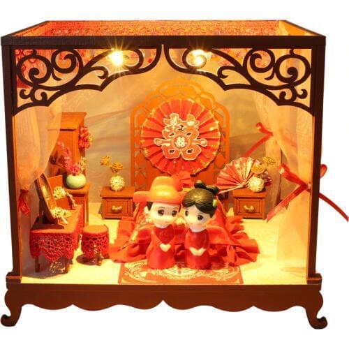 Kids Toys Doll House Furniture Assemble Wooden Toys Miniature Dollhouse Diy Dollhouse Puzzle Educational Toys For Children Gifts