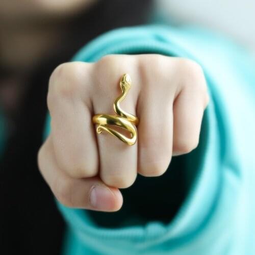 Fashion Retro Snake Ring Mans Personality Punk Rock Wind Snake-Shaped Nightclub Ring Trendy Jewelry For Young People Best Gift