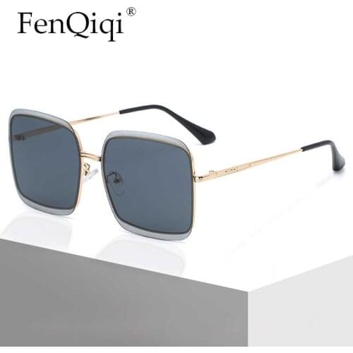 Fashion Oversized Frameless Sunglasses Metal Square Eye Wear Gradient Ocean Lens Shades Sunglasses lunette de soleil
