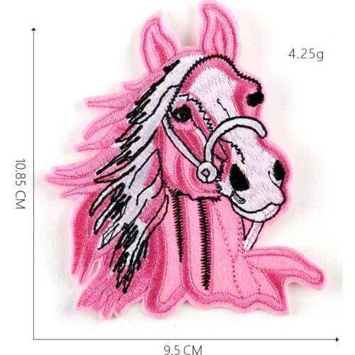Pink horse Iron On Embroidered Clothes Patches For Clothing Stickers Garment Wholesale