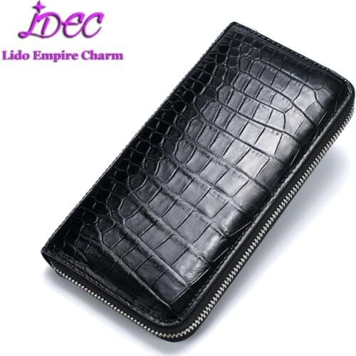 Real Crocodile Belly Skin Mens Wallet Zipper Minimalist Purse Gentleman Luxury Leather Wallet Hot Sale With Gift Box