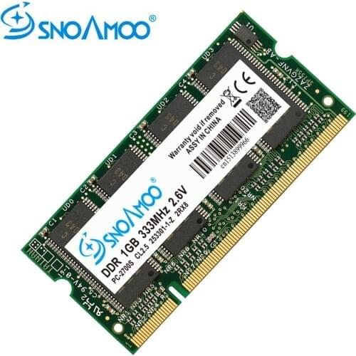 SNOAMOO Laptop Memory Ram SO-DIMM DDR1 DDR 400 333 MHz / PC-3200 PC-2700 200Pins 1024MB 1GB For Sodimm Notebook Memory Lifetime