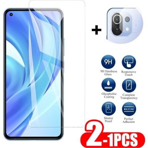 Transparent For Xiaomi 11 Lite 5G 4G Screen + 1-2Pcs Camera Screen Protector On For xiaomi 11 Lite mi11 lite Tempered Glass