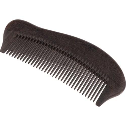 Handmade Natural Wood Hair Beard Comb Anti-Static Detangling Fine Tooth Massage Comb Dark Brown, 5inch