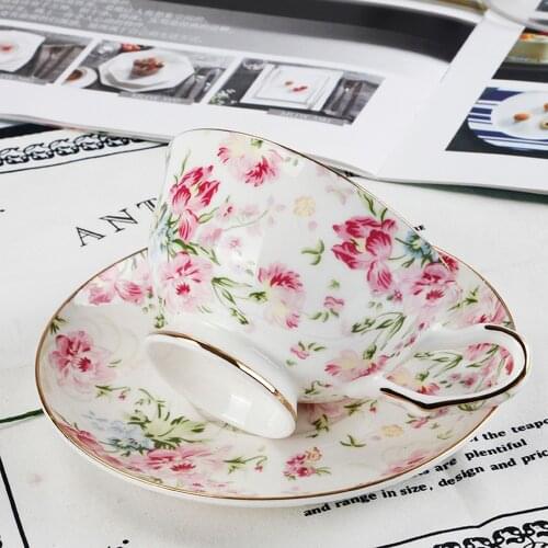 British Style Luxury Moroccan Coffee Cup and Saucer Set with Gold Handel Ceramic Cappuccino Afternoon Tea Cup