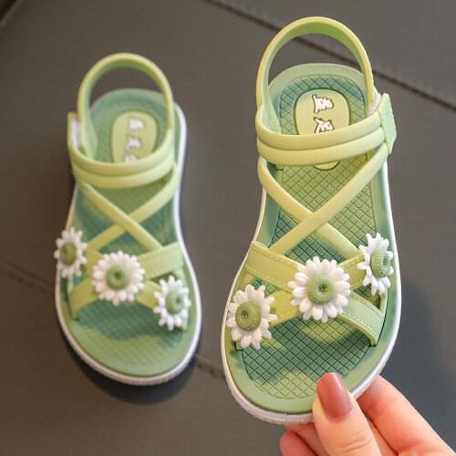 Girls Sandals 2021 Summer New Childrens Fashion Soft Bottom Princess Shoes Little Girl Baby Shoes Sweet Style