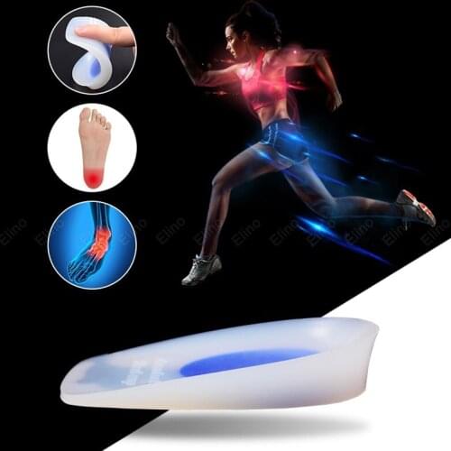Silicone Gel Insoles for Unisex Back Heel Pad Relief Spurs Pain Foot Massager Care Half Cushion Height Increase Insert Shoe Pads