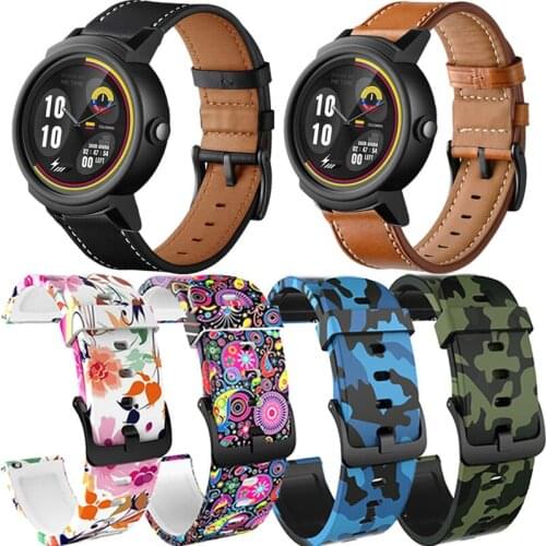 Silicone Band For Ticwatch e 2 Strap Bracelet Smart Watch Band Leather Watchband For Zeblaze GTR GTS Wristband 20mm Universal