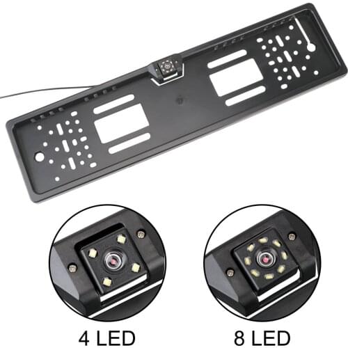 LEEPEE Night Vision Parking Assistance Kit European Car License Plate Frame Car Rear View Camera 4/8 LED Universal