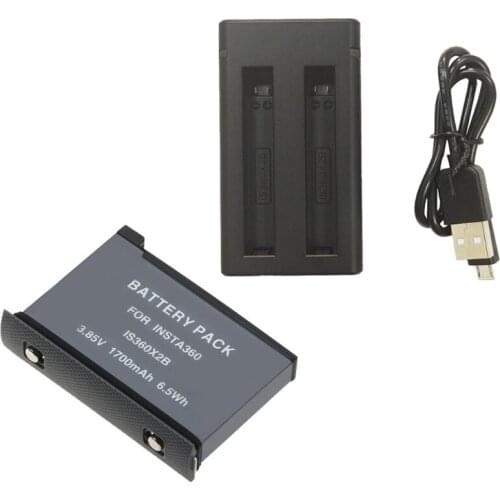 Compatible with Insta 360 One X2 1700mAh Li-ion Battery& Dual Usb Charger N7MC