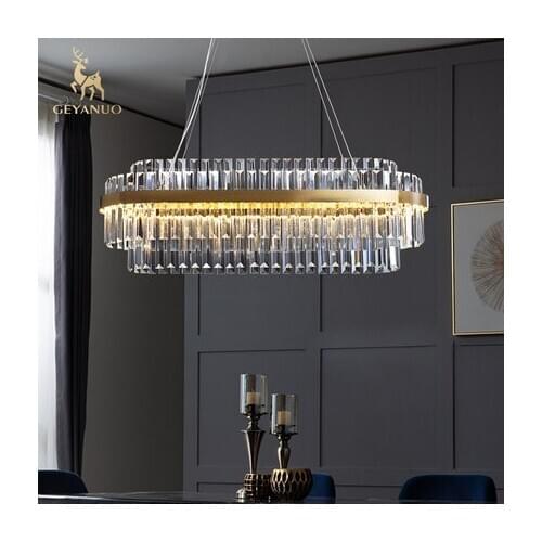 Ge Yanuo copper modern light luxury crystal lamp dining room chandelier dining room living room dining table rectangular lamps