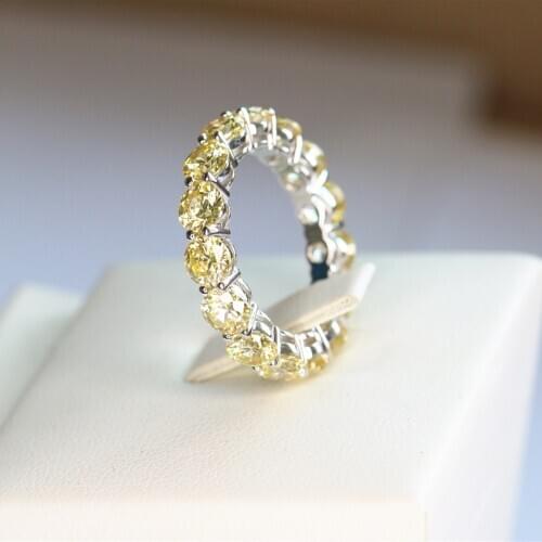 Super Shiny 5A Zircon Full Row Diamont Ring made of 925 Sterling Silver With 5mm 1.5Ct Big Round Stone Pave Quality Assurance