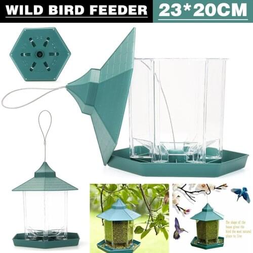 Waterproof Plastic Hanging Birds Feeding Wild Bird Feeder For Garden Yard Outdoor Decor Clear Glass Window Viewing Bird Feeder