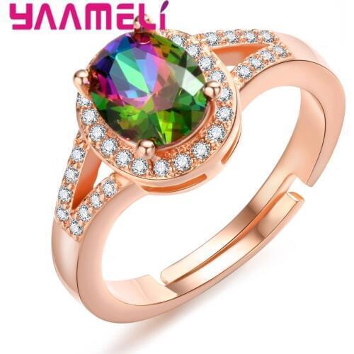 High Quality Hot Selling Cubic Zirconia Opening Finger Rings Rose Gold Jewelry Hard Crystal For Women Female Present