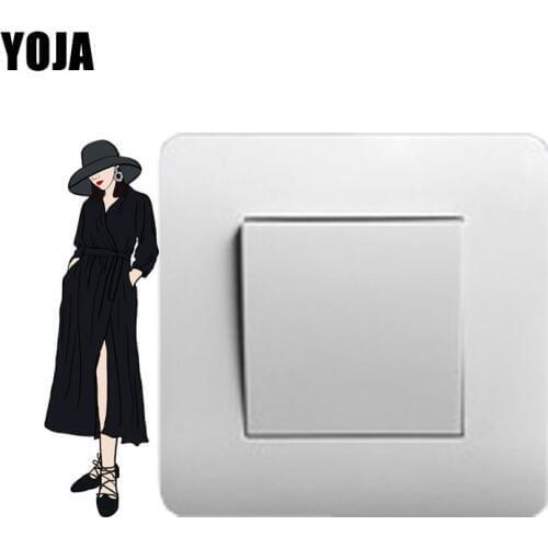 YOJA Fashionable Girl In Elegant Dresse Decor Switch Living Room Bedroom Wall Personalized Colored High-quality 8SS1378