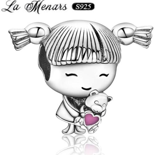 La Menars New Little Girl Bead Fit Original Pandora Charm Bracelet Genuine 925 Sterling Silver For Women Jewelry DIY Making
