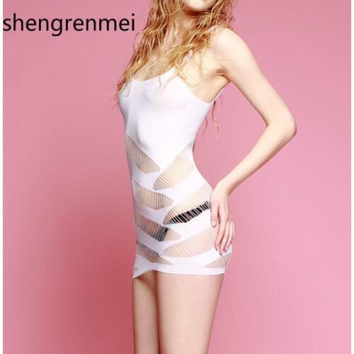 Shengrenmei 2019 Women White Color Mesh Babydolls Sexy Costume Irregular Fishnet Lingerie