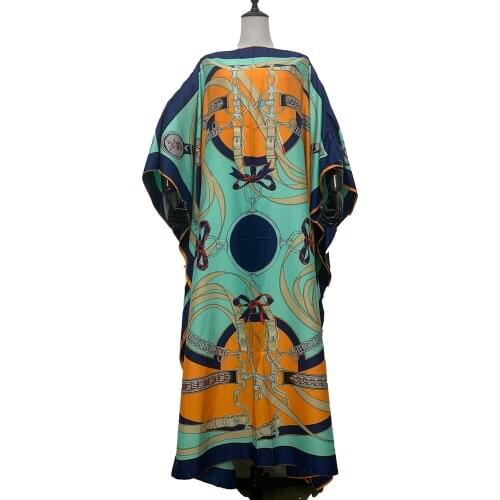 Oversize Beach Boho women Printed kaftan long dresses европейская одежда Middle East Muslim Women Silk bohemian Long dress