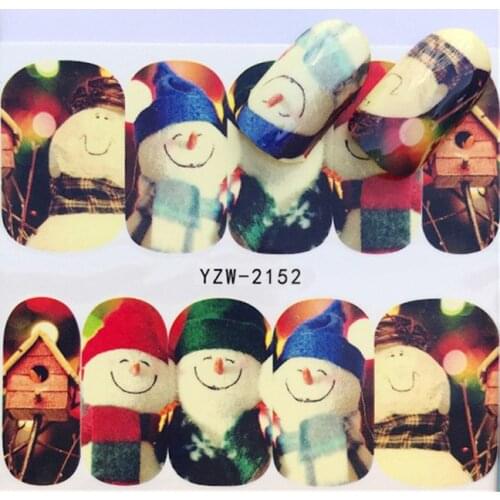 1 sheets DIY Nail Art Water Transfer Stickers Smile Snowman slider adhesive Watermark Decals Women Beauty Wedding Nails