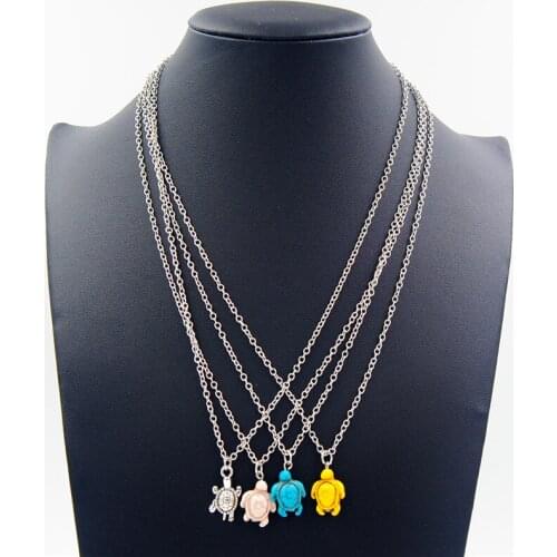 1pc Boho Style Blue Turtles Charm Pendant Necklace Cute Animals Jewelry For Women