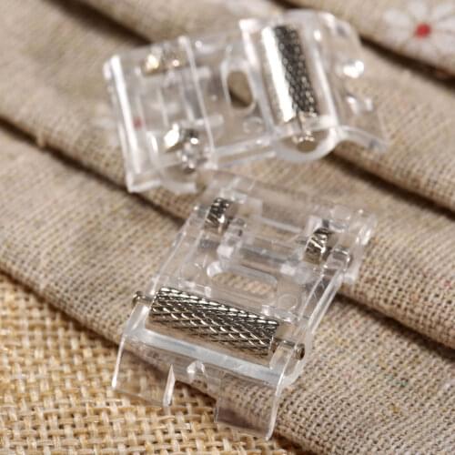 1Pc Transparent Low Shank Roller Sewing Machine Presser Foot Leather Use for Brother Janome Singer Juki Sewing Tools & Accessory
