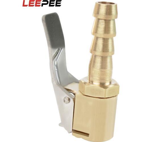 LEEPEE 1 Piece Clamp Tyre Valve Air Pump Chuck Clip Tire Inflator Valve Connector 6mm 8mm Brass Car Truck Tyre