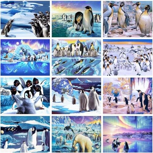 14/16/18/22/25/28ct 11CT Printing Penguin Cross Stitch Embroidery Animals Home Decoration Gift